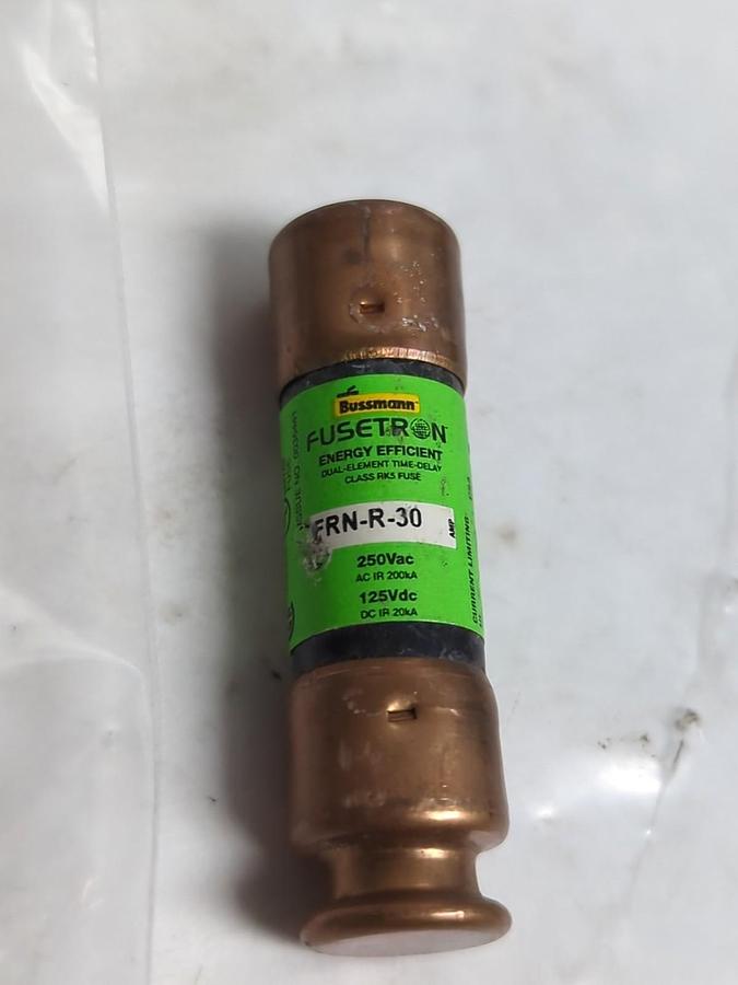 Used COOPER BUSSMANN,FRN-R-30,FUSETRON 30 AMP FUSE LOT OF 3 PRE-OWNED