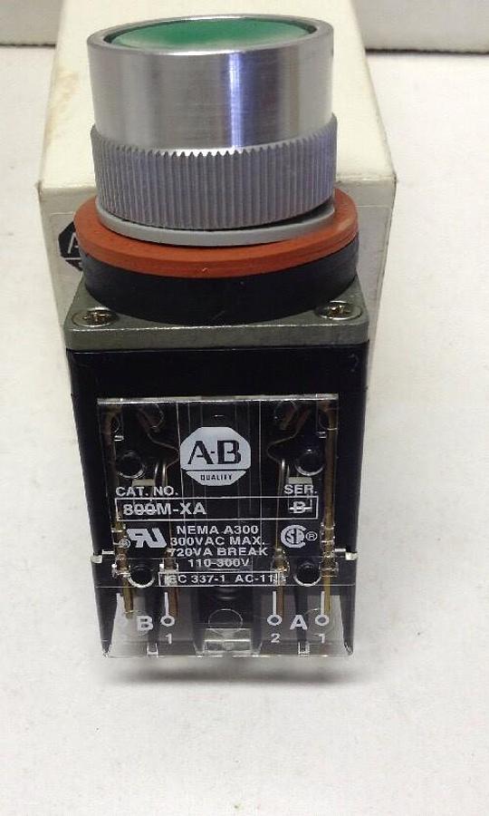 Allen-Bradley,800MR-A1A,Small Round Push Button Unit Flush Head Green Cap