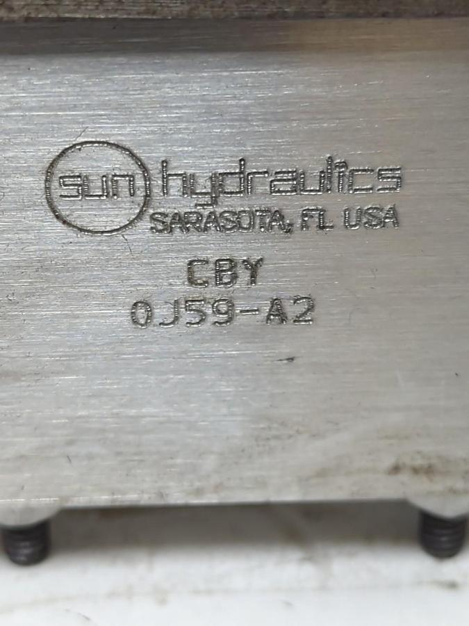 Used SUN HYDRAULICS,CBY,MANIFOLD OJ59-A2+ WITH RPG-TAN CARTRIDGE VALVES PRE-OWNED