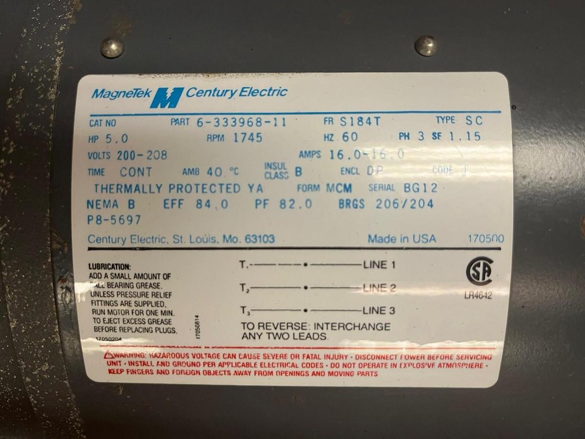 MAGNETEK,P8-5699,ELECTRIC MOTOR 5HP 3PH 1745RPM E184T