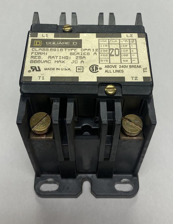 Used Square D,8910DPA1Z,Contactor 25A 600V