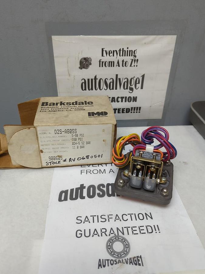 BARKSDALE,D2S-A80SS,DIAPHRAGM PRESSURE SWITCH 160 PSI NOS