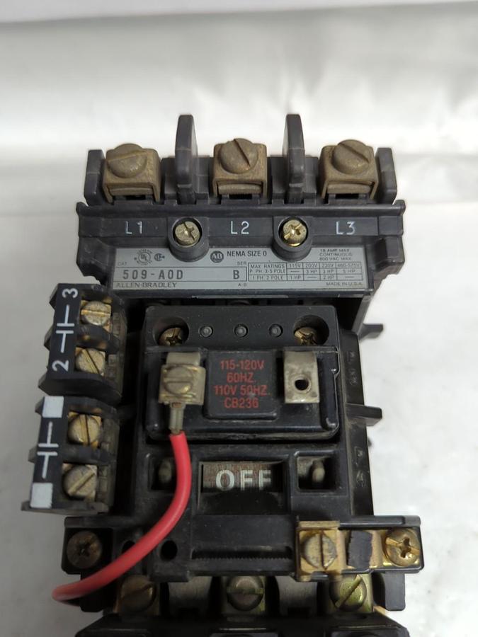 Used ALLEN BRADLEY,509-A0D,MOTOR STARTER SERIES B SIZE 0 PRE-OWNED