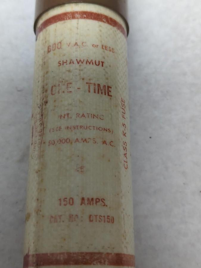Used GOULD SHAWMUT,OTS150,ONE-TIME 150 AMP FUSE PRE-OWNED