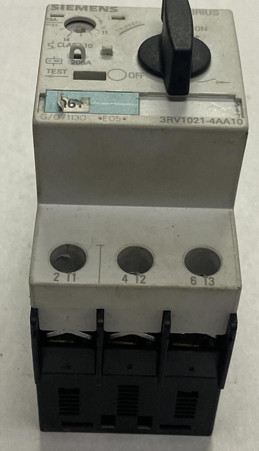 Used SIEMENS,3RV1021-4AA10,CIRCUIT BREAKER 11-16A 3P 690V