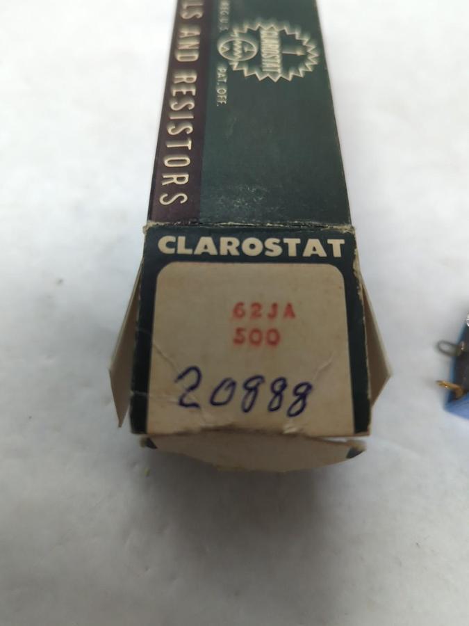 CLAROSTAT,62JA-500,POTENTIOMETER 500 OHMS NOS