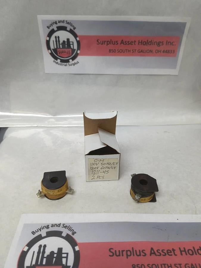 Used CUTLER-HAMMER,1811-45,COIL 110V 50HZ/CY 12OV 60HZ/CY LOT OF 2 PRE-OWNED