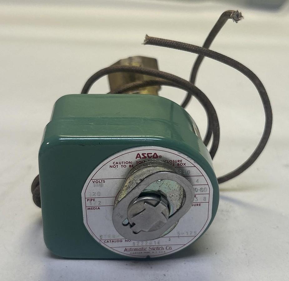 Used ASCO,8222A16,SOLENOID VALVE 1/2INCH 110/120V
