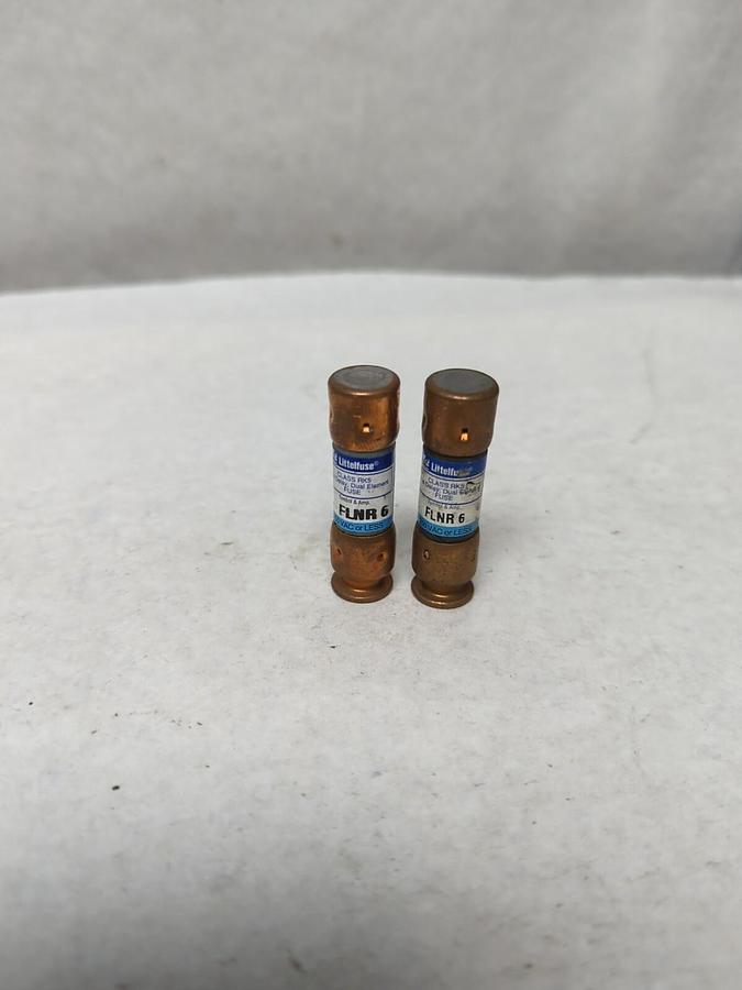 Used LITTELFUSE,FLNR6,CLASS RK5 FUSE 6 AMP LOT OF 2 PRE-OWNED