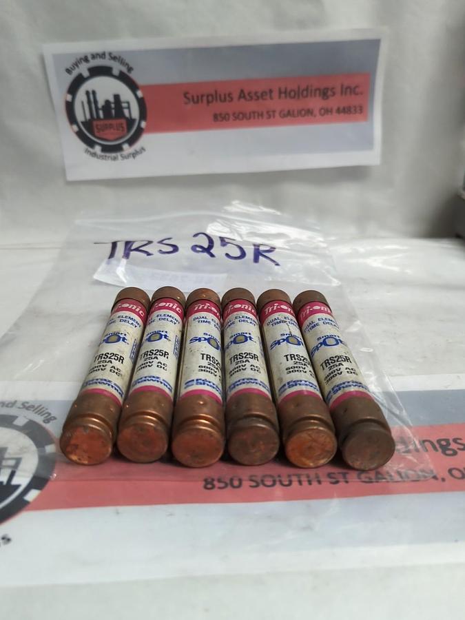 Used FERRAZ SHAWMUT,TRS25R,SMART-SPOT 25 AMP FUSE LOT OF 6 PRE-OWNED