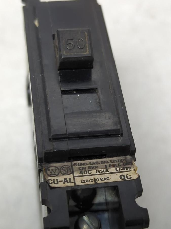 Used WESTINGHOUSE,50A,CIRCUIT BREAKER 50 AMP 1-POLE LOT OF 3 PRE-OWNED