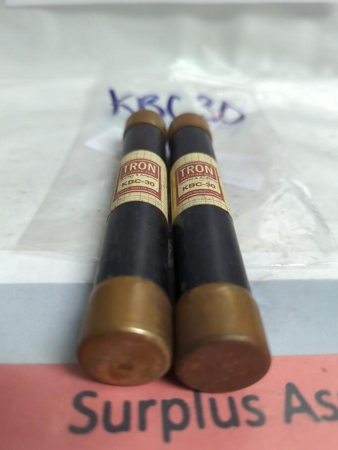 Used COOPER BUSSMANN,KBC-30,TRON 30 AMP FUSE LOT OF 2 PRE-OWNED
