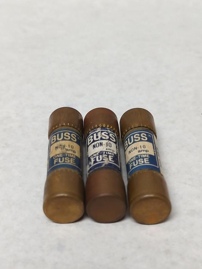 Used COOPER BUSSMANN,NON-10,ONE-TIME 10 AMP FUSES LOT OF 3 PRE-OWNED