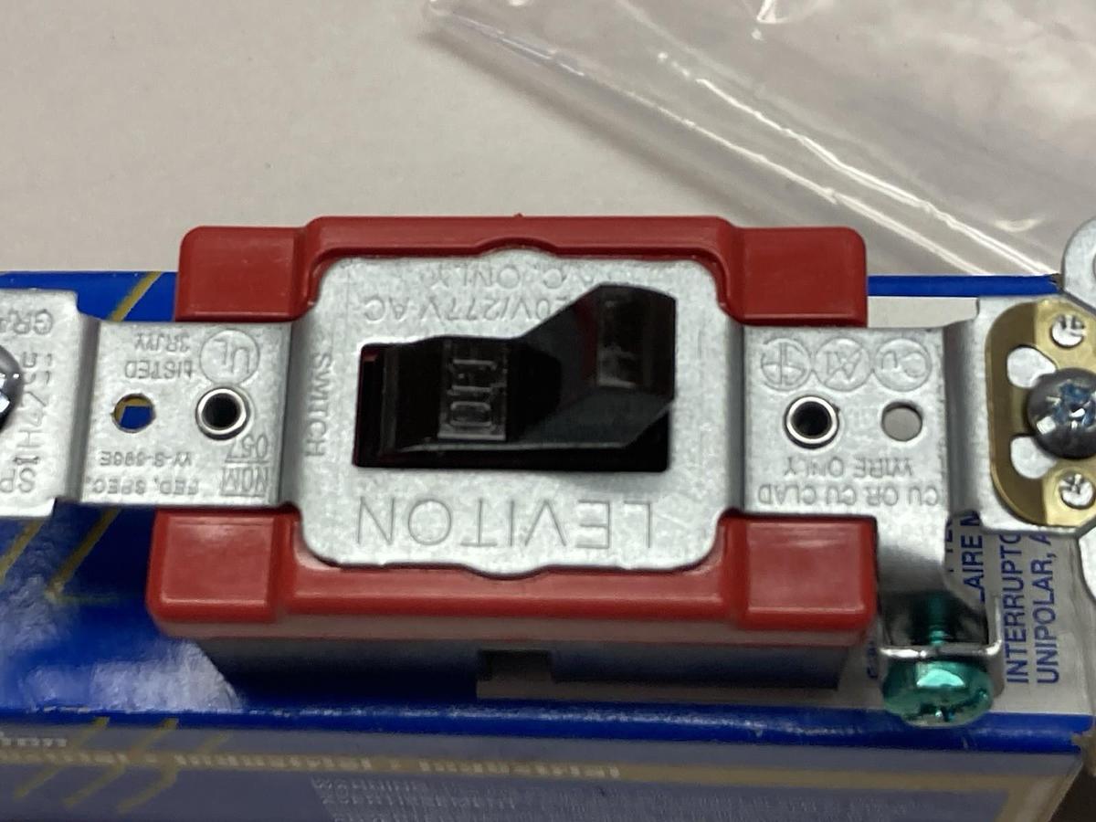 Leviton,1221-2,Toggle Switch 20A 120/277Vac LOT OF 2