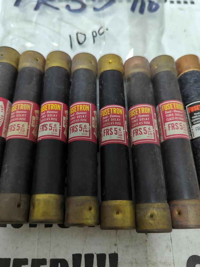 COOPER BUSSMANN,FRS-5-6/10,FUSETRON 5-6/10 AMP FUSES LOT OF 10 NOS