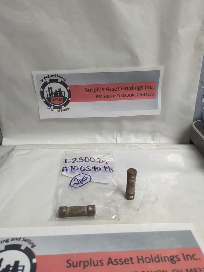 Used FERRAZ SHAWMUT,A70QS40-14F,AMP-TRAP 40 AMP FUSE LOT OF 2 PRE-OWNED