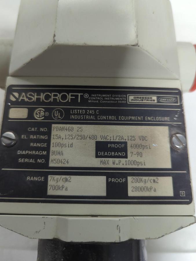 Used ASHCROFT,PDAN4GB 25,PRESSURE SWITCH PRE-OWNED