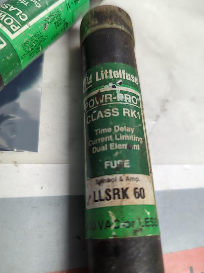 Used LITTELFUSE,LLSRK60,POWR-GARD FUSE 60 AMP LOT OF 2 PRE-OWNED