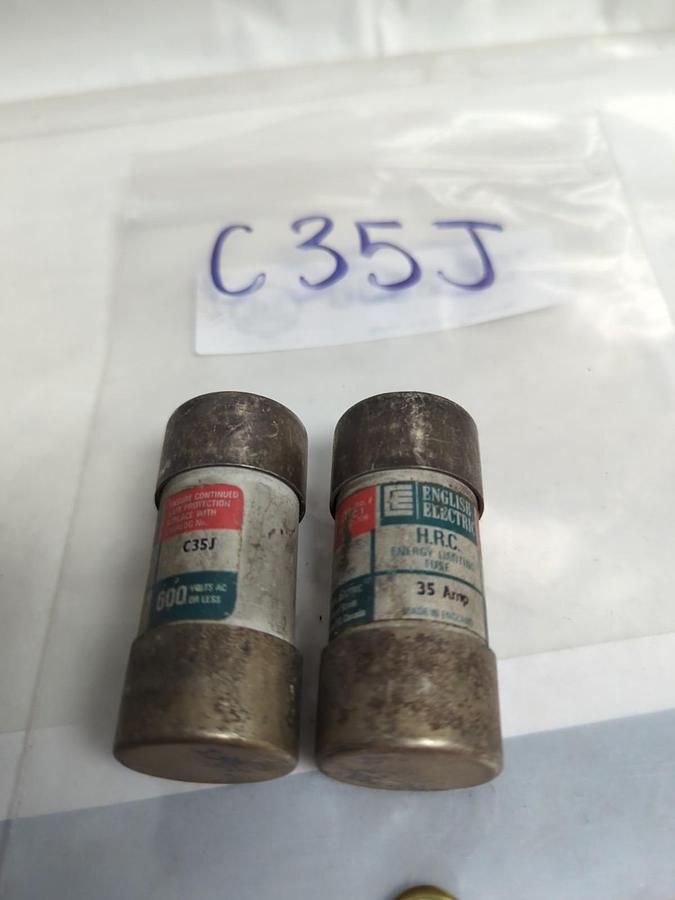 Used ENGLISH ELECTRIC,C35J,ENERGY LIMITING 35 AMP FUSE LOT OF 2 PRE-OWNED