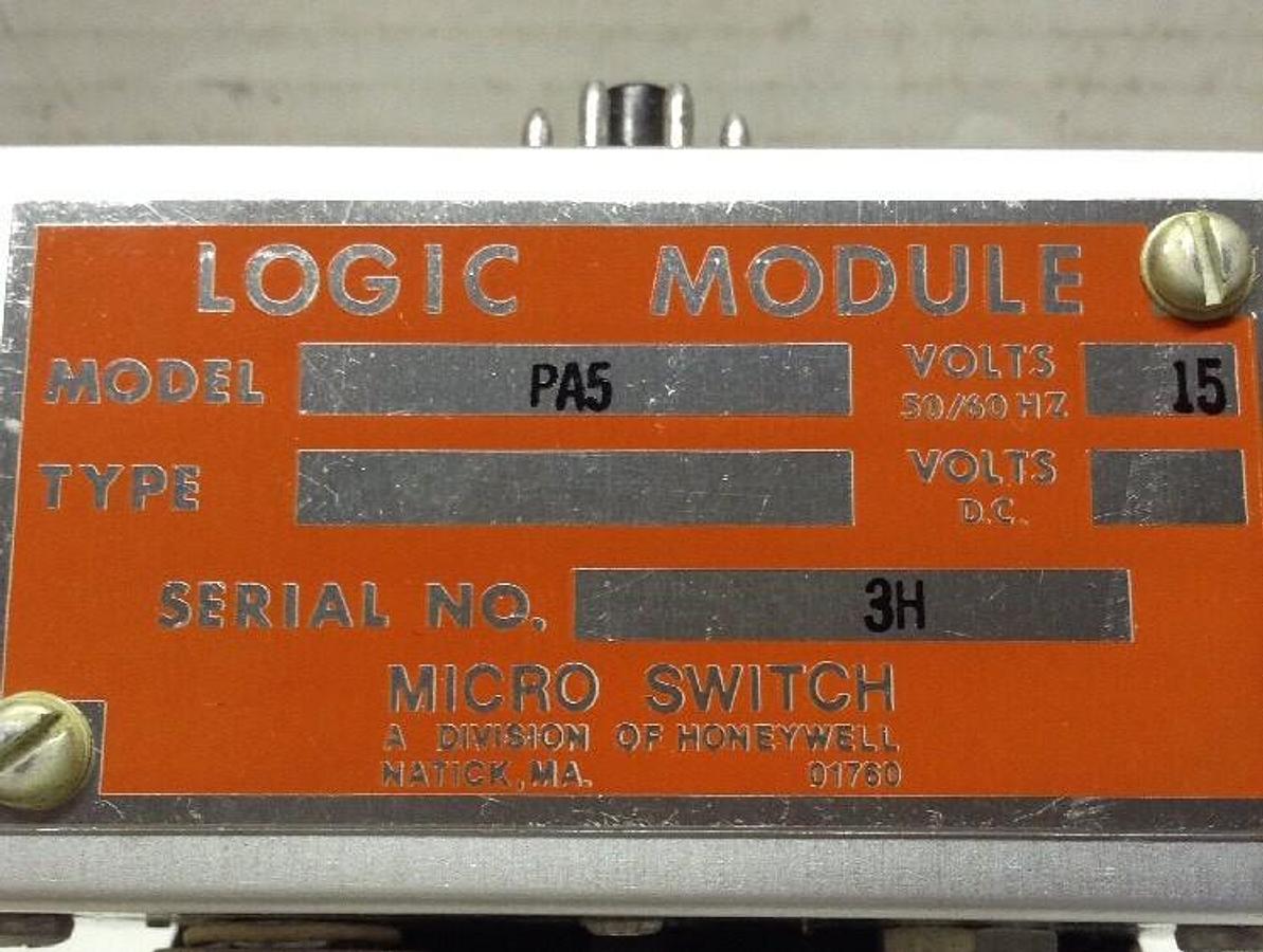 Honeywell,PA5,Logic Module Micro Switch Proximity Amplifier 15V