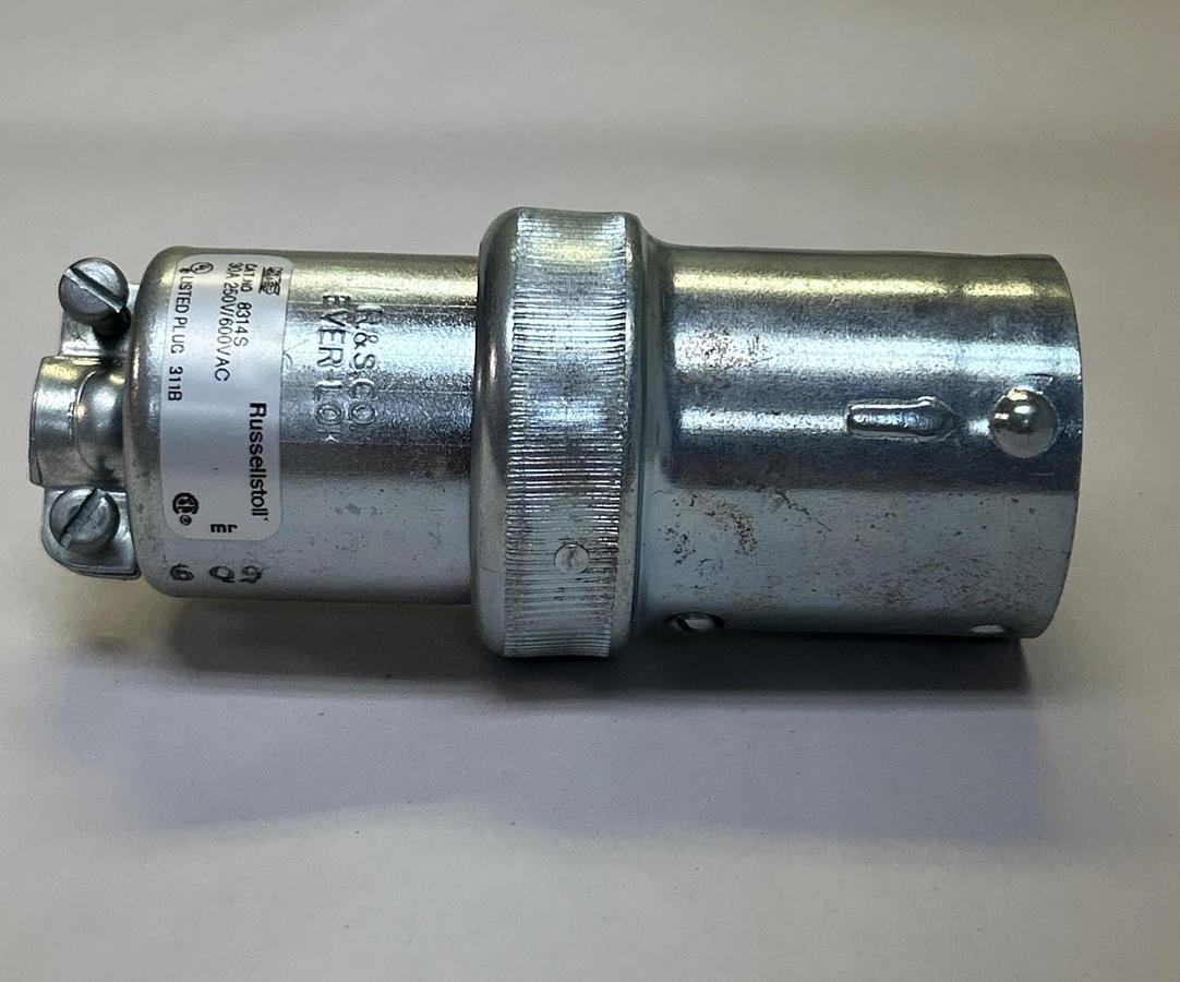 RUSSELLSTOLL,8314S,EVER-LOK MALE PLUG 30A 250/600V NOS