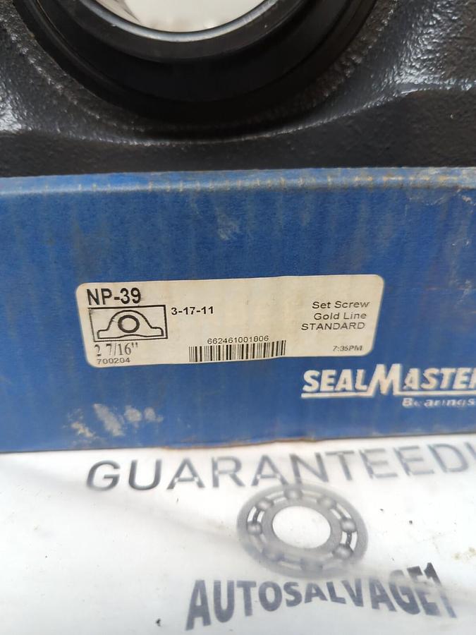 SEALMASTER,NP-39,PILLOW BLOCK BEARING 2-7/16 INCH BORE NOS