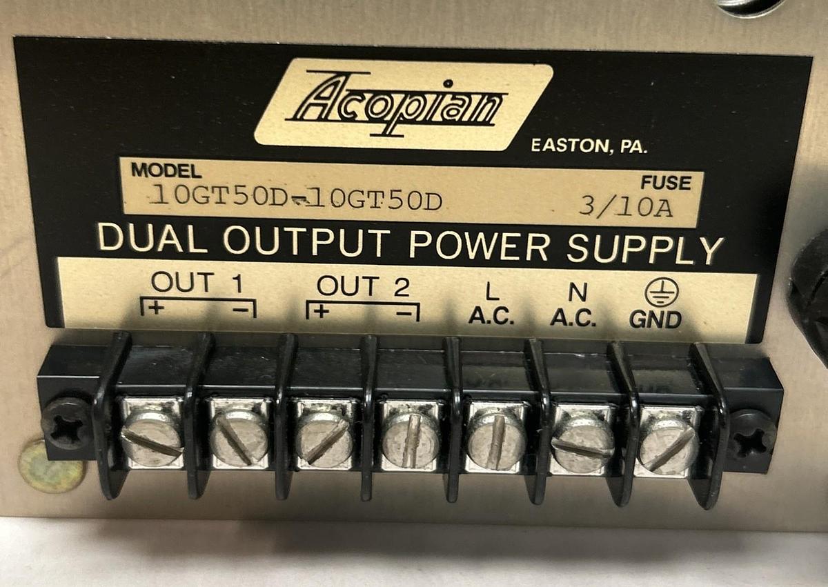 ACOPIAN,10GT50D,DUAL OUTPUT POWER SUPPLY NOS