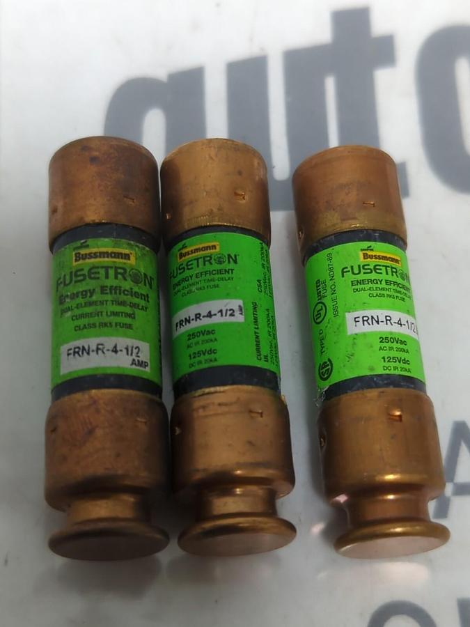 COOPER BUSSMANN,FRN-4-1/2,FUSETRON 4-1/2 AMP FUSE LOT OF 3 NOS