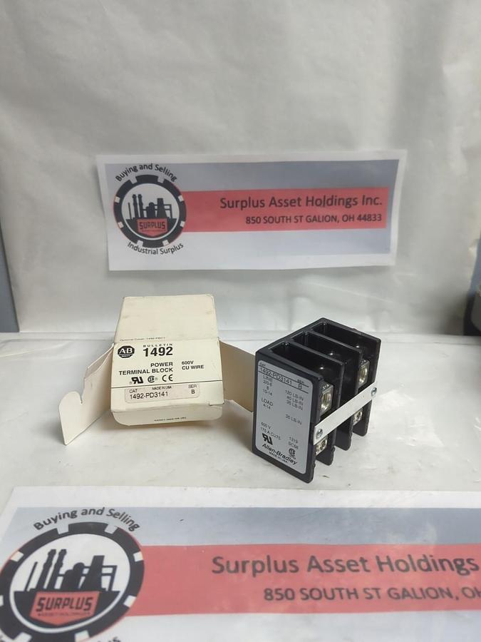 ALLEN BRADLEY,1492-PD3141,SERIES B POWER TERMINAL BLOCK 600V CU WIRE NOS
