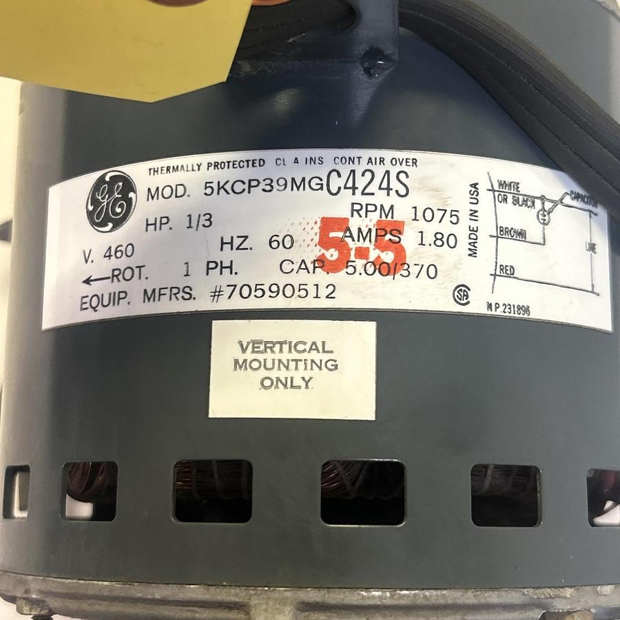 Used GE,5KCP39MGC424S,BLOWER MOTOR 1/3HP 460V 1075RPM 1PH