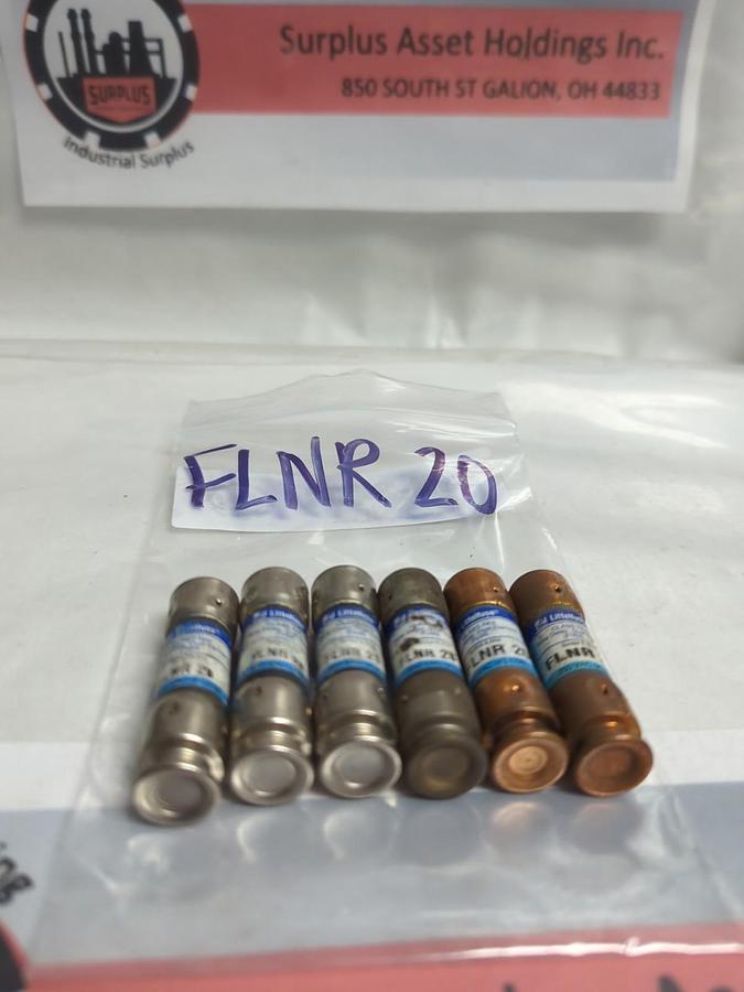 Used LITTELFUSE,FLNR20,TIME-DELAY 20 AMP FUSE LOT OF 6 PRE-OWNED