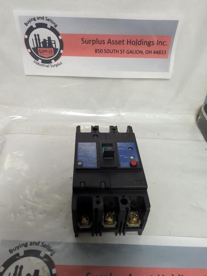 Used MITSUBISHI,NV100-SP,CIRCUIT BREAKER 30 AMP 3-POLE PRE-OWNED