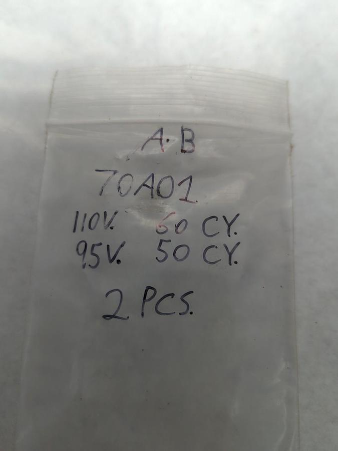 Used ALLEN BRADLEY,70A01,COIL 110V 60CY 95V 50CY LOT OF 2 PRE-OWNED