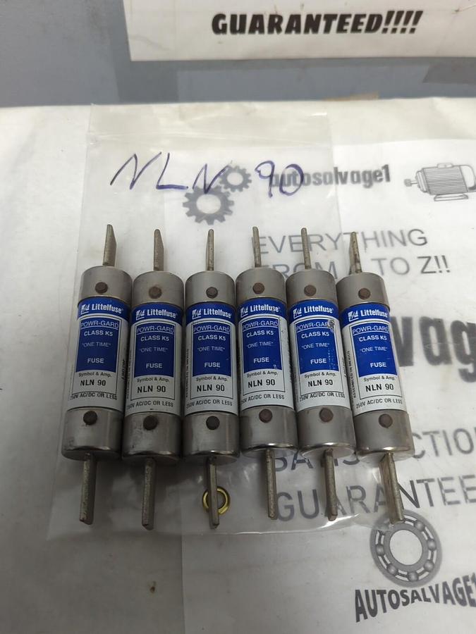 LITTELFUSE,NLN90,CLASS K5 ONE-TIME FUSES 90 AMP LOT OF 6 NOS