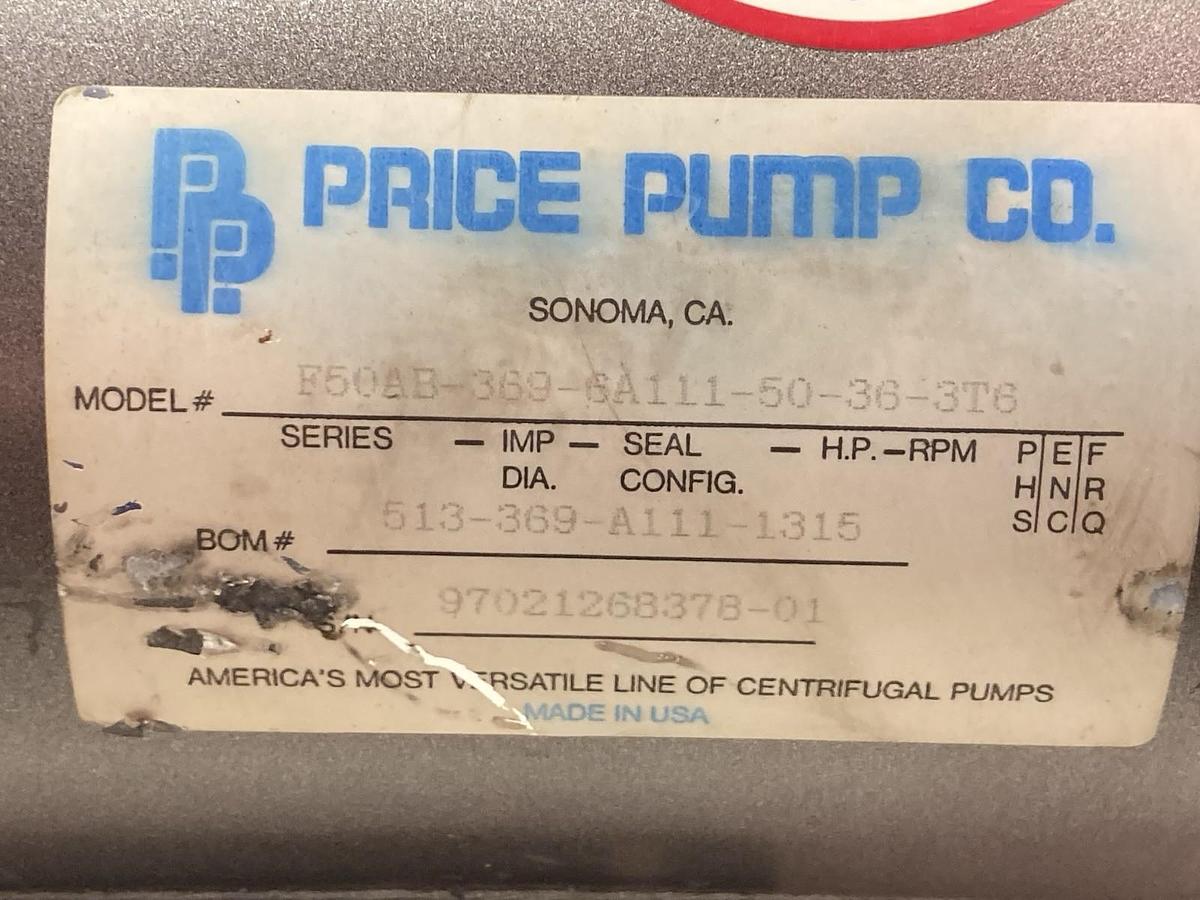 Used Price Pump,F50AB-369-6A111-5036-3T6,Pump w/Baldor JM3460 Motor 0.5Hp 56J Frame