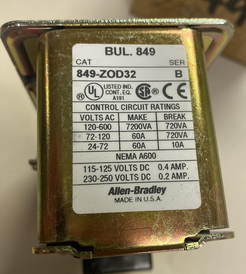ALLEN BRADLEY,849-ZOD32,SER B PNEUMATIC TIMING RELAY NEW