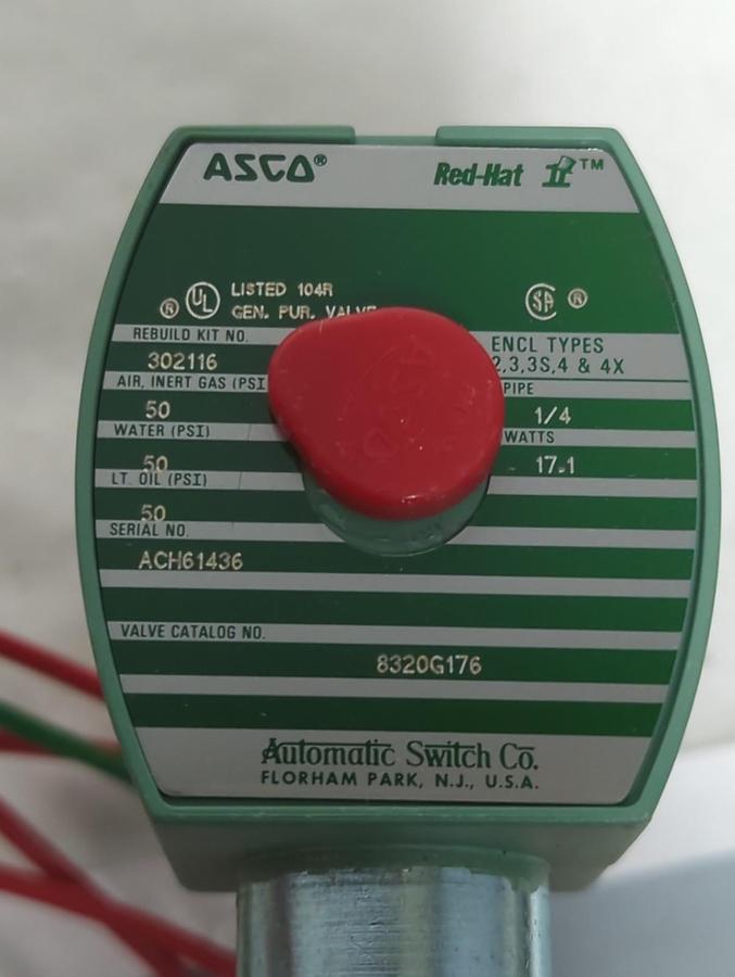 ASCO,8320G176,SOLENOID VALVE 1/4 INCH 17.1 WATT NOS