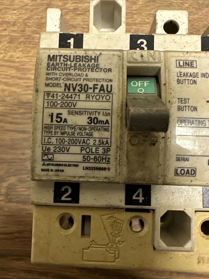 Used Mitsubishi,NV30-FAU,Earth Leakage Circuit Protector