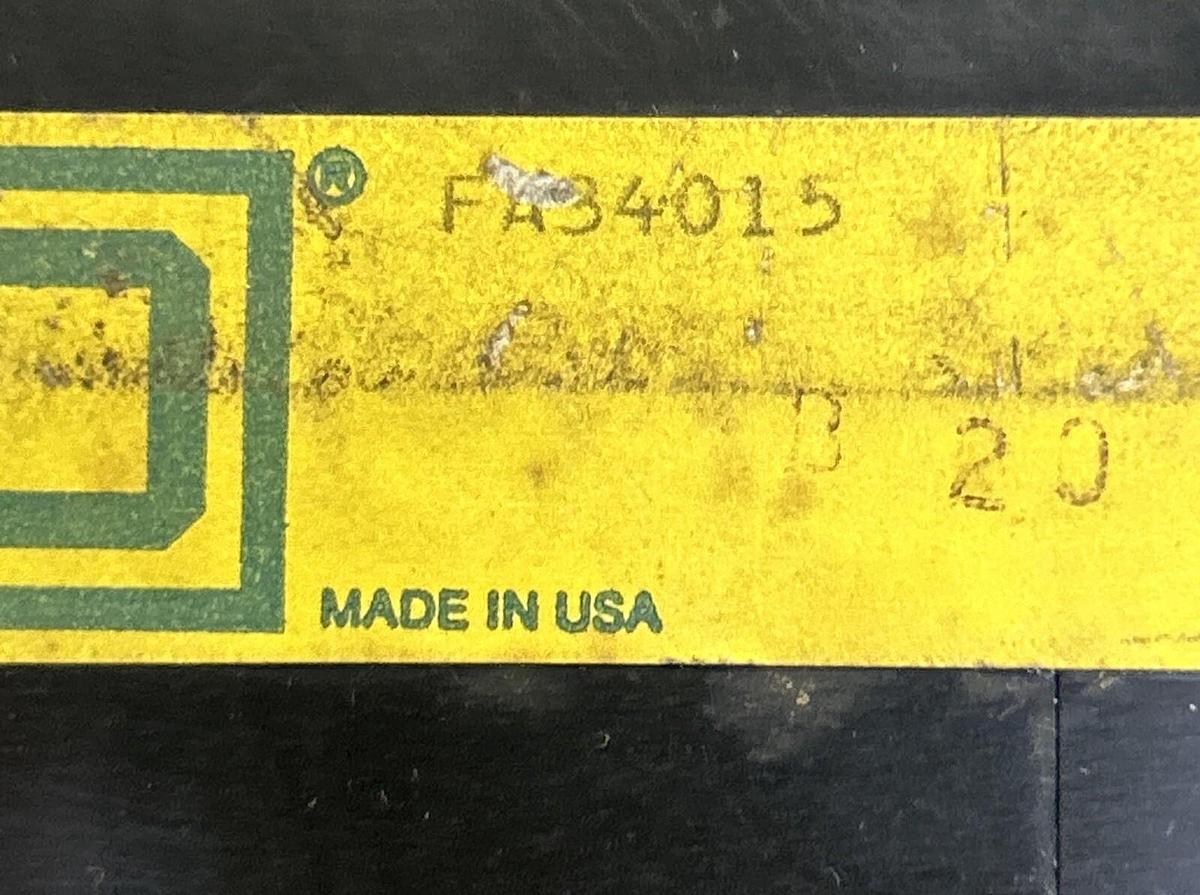 Used SQUARE D,FA34015,I-LINE CIRCUIT BREAKER 15A 480V 3P