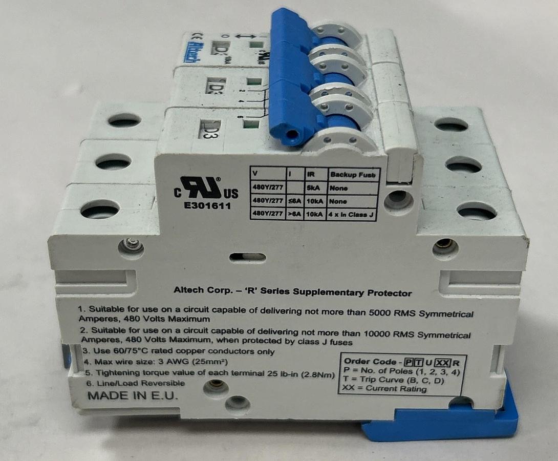 Used ALTECH,E301611,CIRCUIT BREAKER 30AMP 277V 3P LOT OF 2