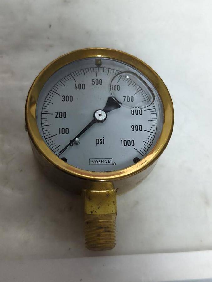 NOSHOK,25.300 1000,PRESSURE GAUGE 1000PSI 1/4 INCH BOTTOM CONNECTION NOS