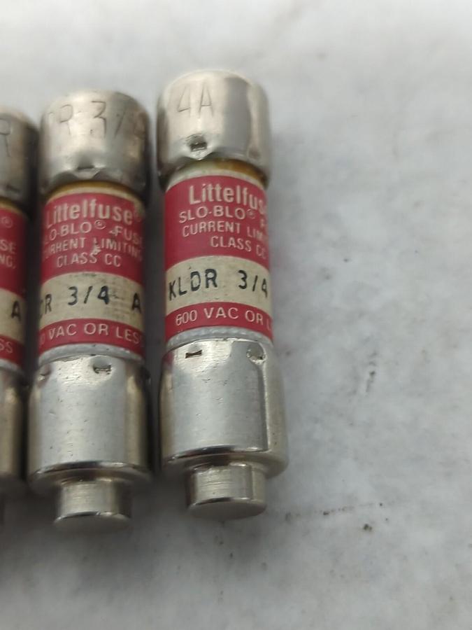 Used LITTELFUSE,KLDR-3/4,SLO-BLO 3/4 AMP FUSE LOT OF 13 PRE-OWNED