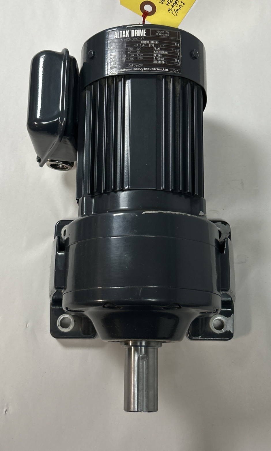 Used ALTAX,CNHM02-5097-87,GEAR MOTOR 0.2KW 200/220V 1410/1720RPM F-63M FRAME