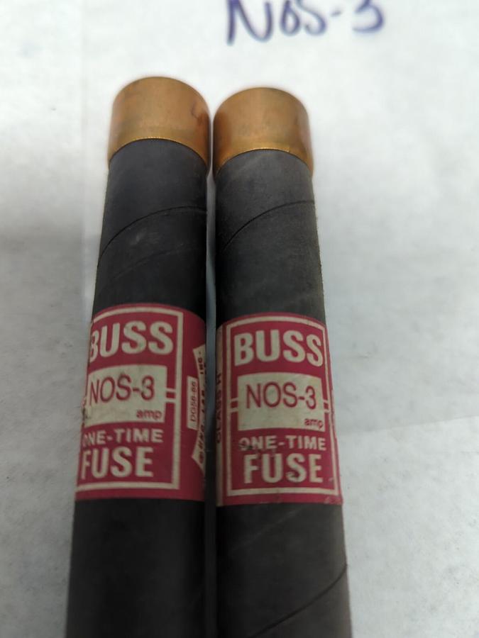 Used COOPER BUSSMANN,NOS-3,ONE-TIME 3 AMP FUSE LOT OF 2 PRE-OWNED