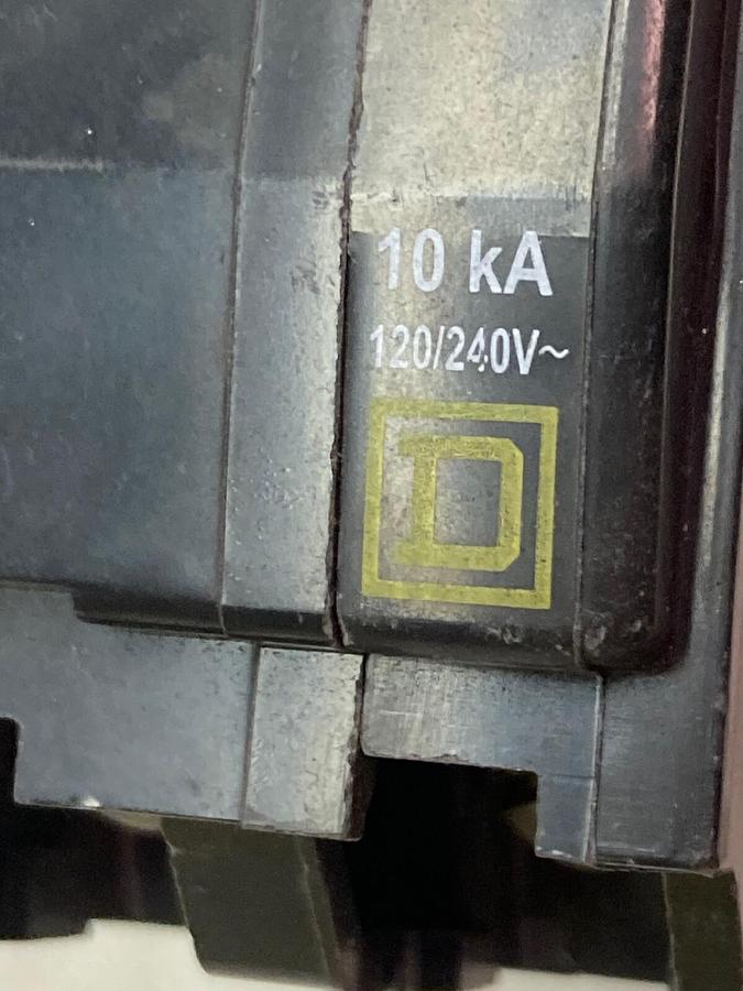 Used Square D,QO215,Circuit Breaker 15A 120/240V 2P