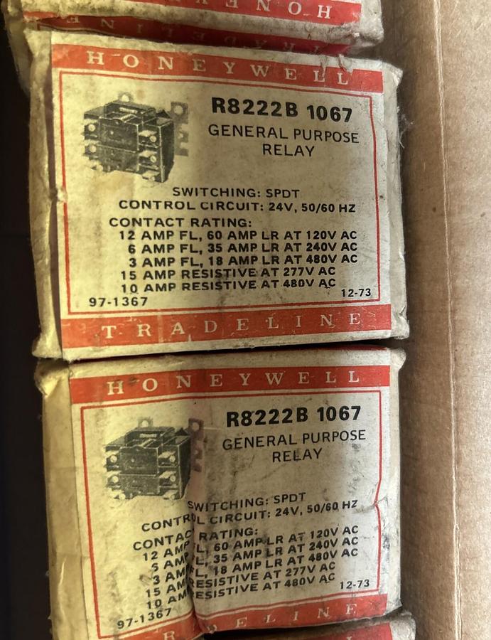 Used HONEYWELL,R8222B1067,GENERAL PURPOSE RELAY LOT OF 5 NOS