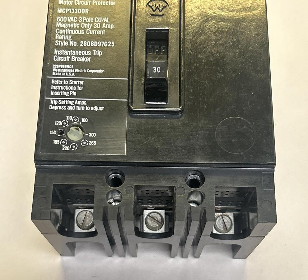 Used WESTINGHOUSE,MCP13300R,CIRCUIT BREAKER 30A 600V 3P