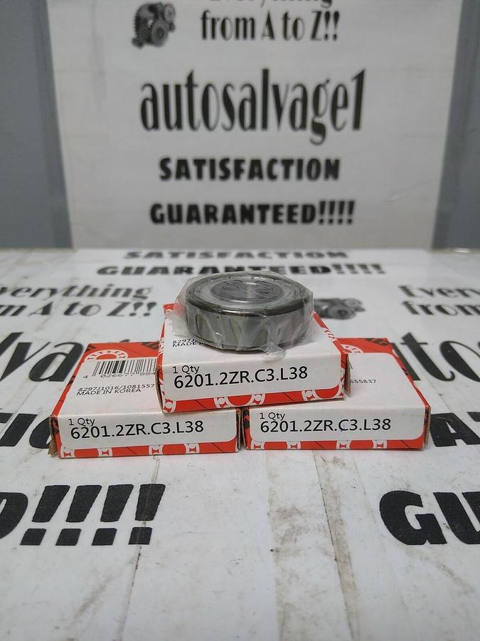 Used Fag,6201-2ZR-C3-L38,Deep Groove Ball Bearing Double Shielded Lot of 3 NOS
