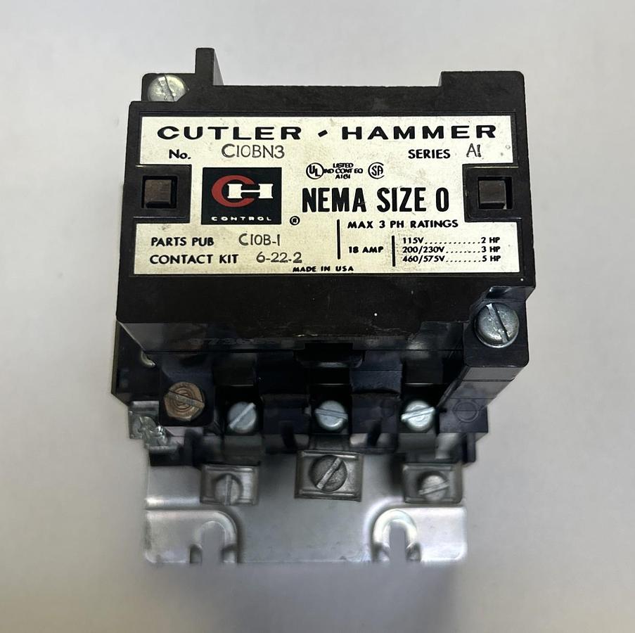 Used CUTLER-HAMMER,C10BN3,CONTACTOR SIZE 0