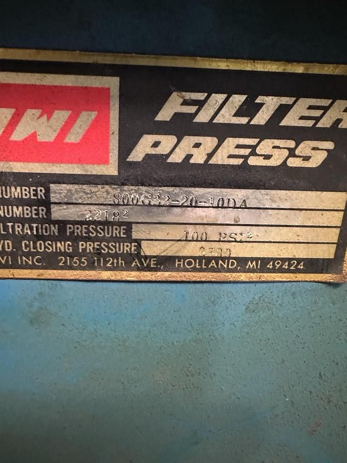 Used JNI,800G32-20-10DFA,21 Plate Filter Press